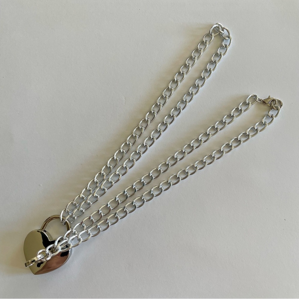 Heart Lock & Key Choker Necklace Set